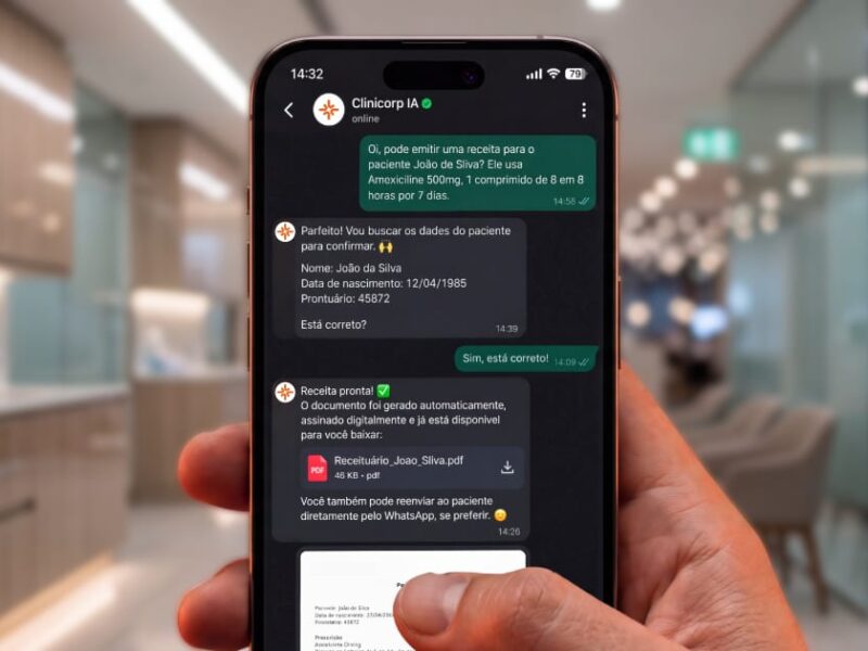 Clinicorp lança primeiro receituário odontológico via WhatsApp do Brasil com IA e assinatura digital